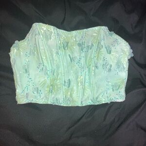 Elegant Sequin Embellished Green Corset Top